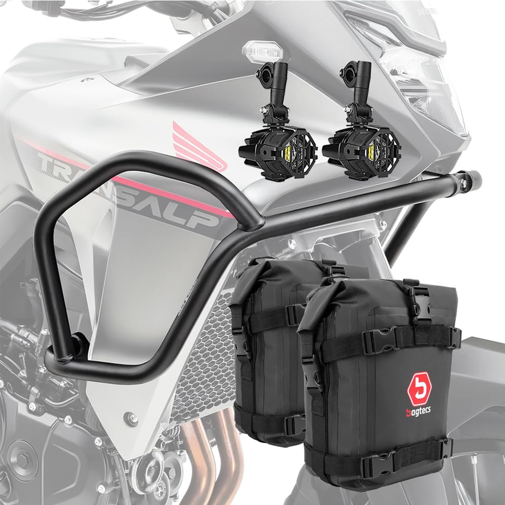 Sturzbügel + Scheinwerfer + Tasche für Honda Transalp XL 750 23-24 HG12 schwarz von MOTO GUARD