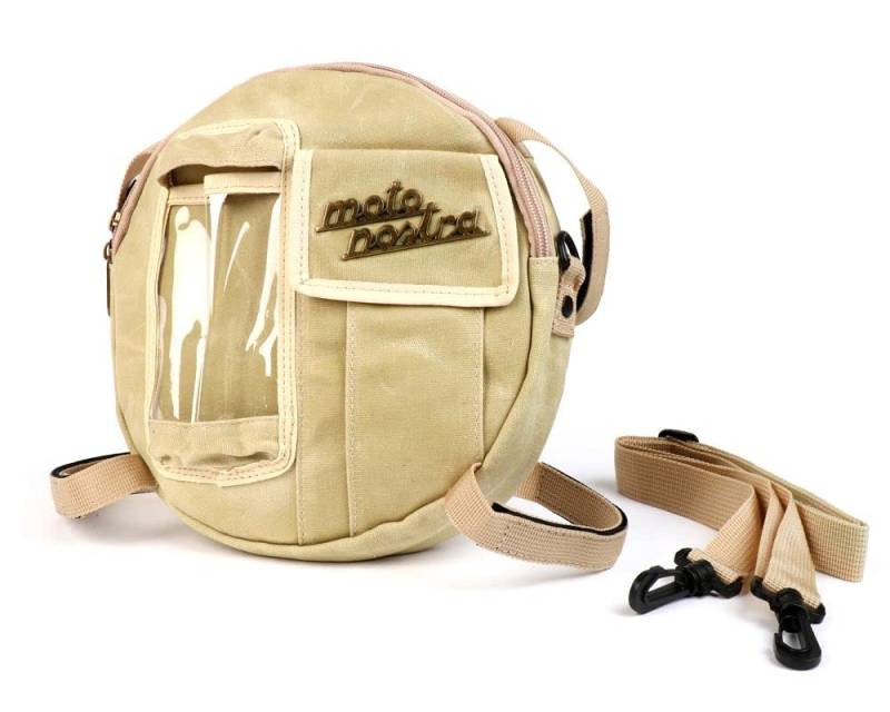 MOTO NOSTRA Tasche Reserverad beige 10 Zoll mit Handyfach, Umhängetasche kompatibel für Vespa, Lambretta, Classic, Roller von MOTO NOSTRA