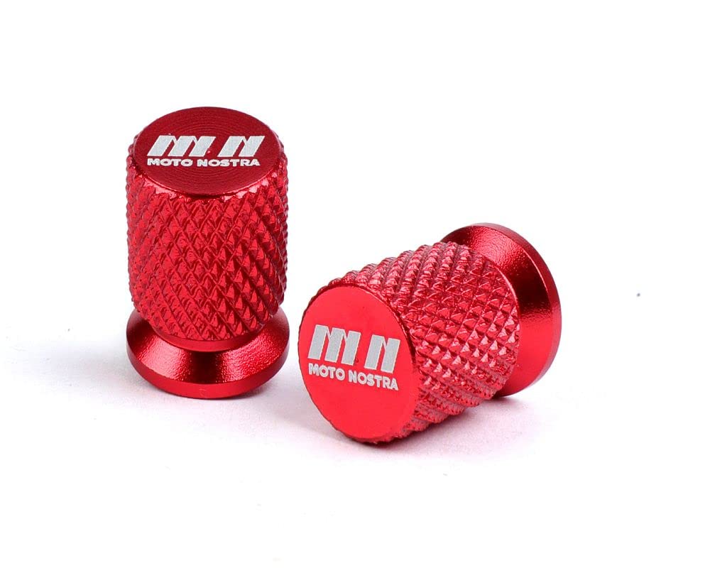 MOTO NOSTRA Ventilkappen Set 2 Stück CNC rot universal kompatibel für Roller, Scooter, Vespa, Motorrad, Schaltmoped, Enduro von MOTO NOSTRA