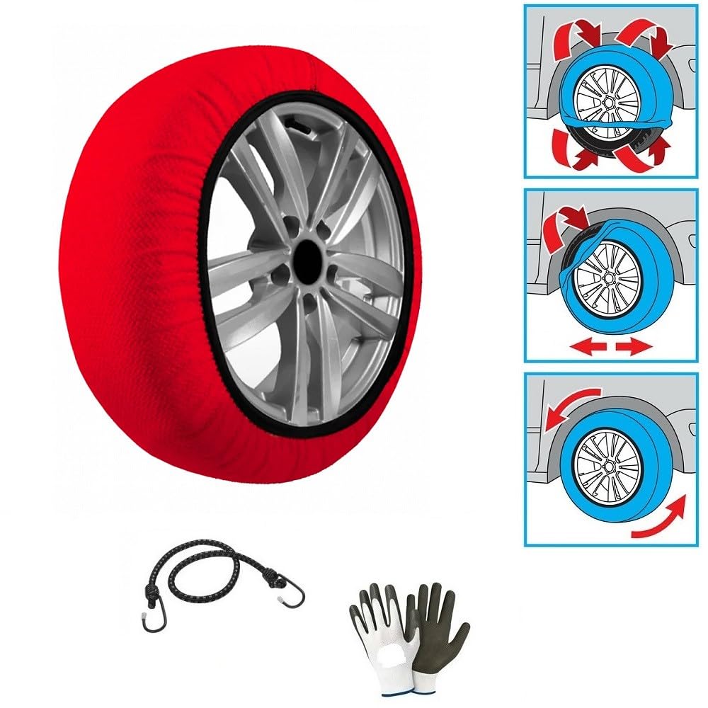 Eis-Schneesocken für Reifen 135/70 R14, Kreis, 14 Maße, XS, zugelassene Abdeckung, 1 Paar = 2 Stück für Autos, SUVs, 4 x 4, Vans, rutschfestes Gewebe für Rossektoren UTIERS MIX. TES von MOTO SPORT MONDO