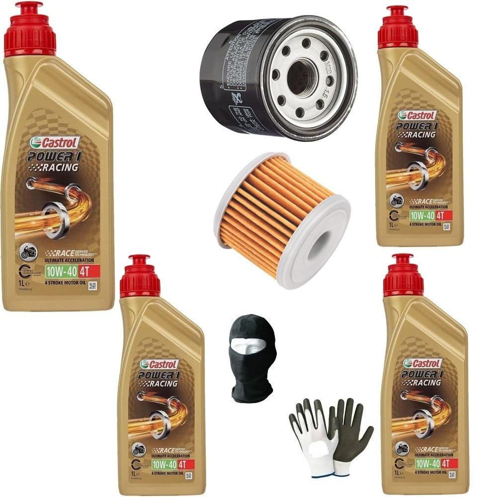 KOMPATIBEL MIT 1450 Electra Glide Standard Service-KIT FÜR Motorrad 4 Liter ÖL CASTROL 10W40 4T Power 1 Synthetic Racing + ÖLFILTERWARTUNG MOTORÖLWECHSEL von MOTO SPORT MONDO