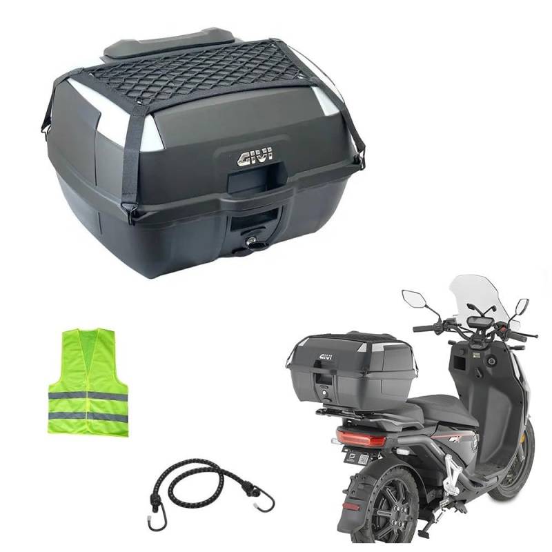 KOMPATIBEL MIT 1584 FXCWC SOFTAIL ROCKER C TOPCASE B45+ MONOLOCK 45 LITER KOMPLETT MIT PLATTE + FILETTEL + Rückenlehne + SET FÜR MOTORRAD MONOLOCK KAPAZITÄT 2 HELME SCHWARZ von MOTO SPORT MONDO