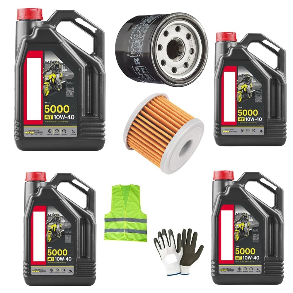 KOMPATIBEL MIT Aprilia CAPONORD 1200 TRAVEL Pack Service-KIT FÜR Motorrad 4 Liter ÖL 10W40 5000 4T HC-TECH Technology + ÖLFILTER MOTORÖLWECHSEL von MOTO SPORT MONDO