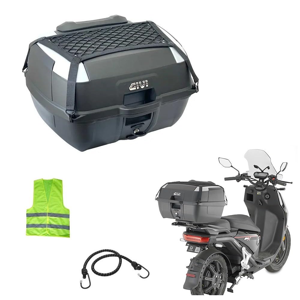 KOMPATIBEL MIT BUELL FIREBOLT XB9R 1000 TOPCASE B45+ MONOLOCK 45 LITER KOMPLETT MIT PLATTE + FILETTEL + Rückenlehne + SET FÜR MOTORRAD MONOLOCK KAPAZITÄT 2 HELME SCHWARZ von MOTO SPORT MONDO