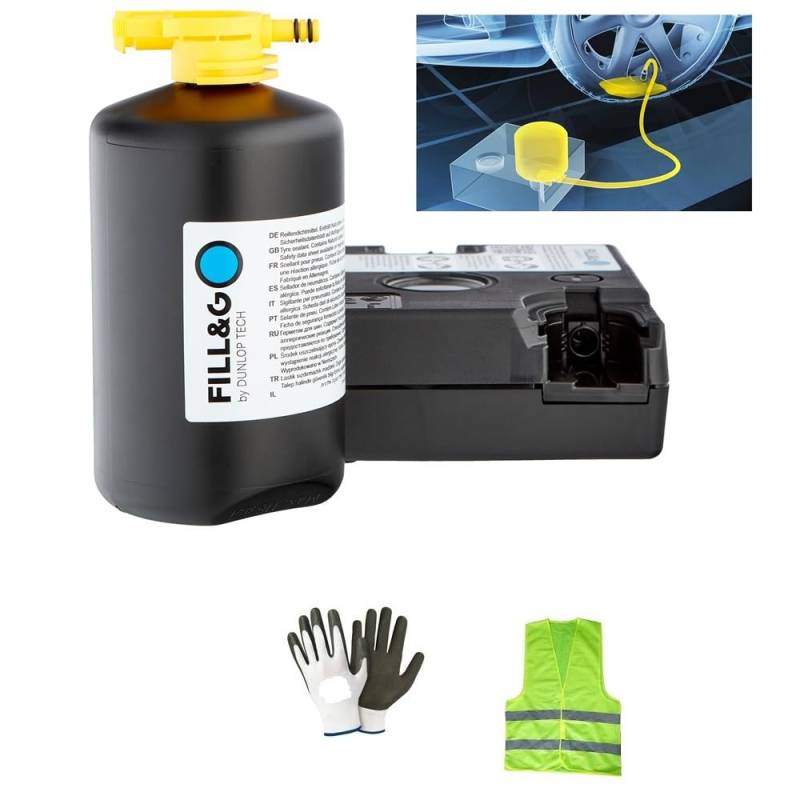 KOMPATIBEL MIT Lincoln KIT ZUM AUFBLASEN UND REPARIEREN DICHTUNGSFLÜSSIGKEITS 620-ML FÜR Autos, SUVS, Off-Roads, Vans, Kompressor AUTOMATISCH MIT ELEKTRISCHEM LUFTPUMPEN von MOTO SPORT MONDO