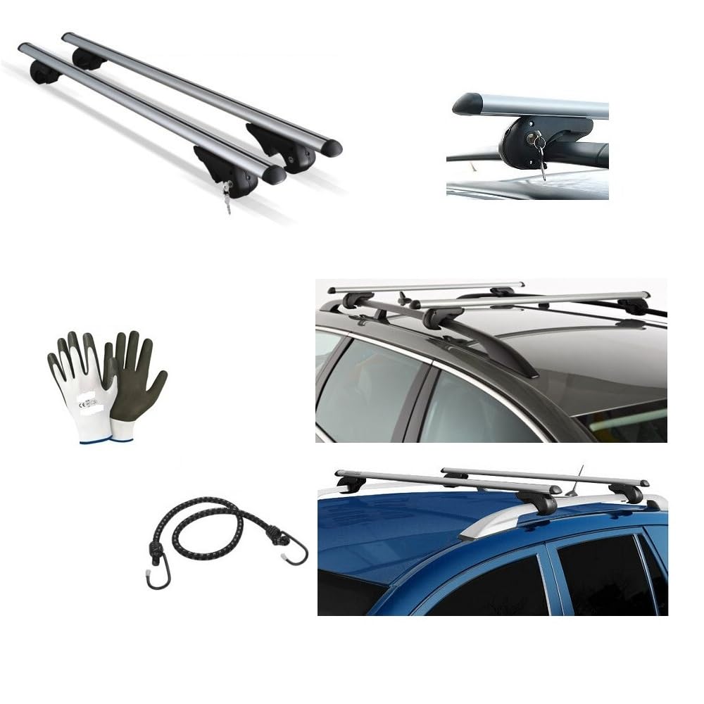 KOMPATIBEL MIT Lincoln MKX Jahr 2009 GEPÄCKTRÄGER DACHTRÄGER FÜR Auto 135CM BAR FÜR PKW MIT Rails Nicht VOLLSTÄNDIG AUF DEM Dach BEFESTIGT AUS Aluminium von MOTO SPORT MONDO