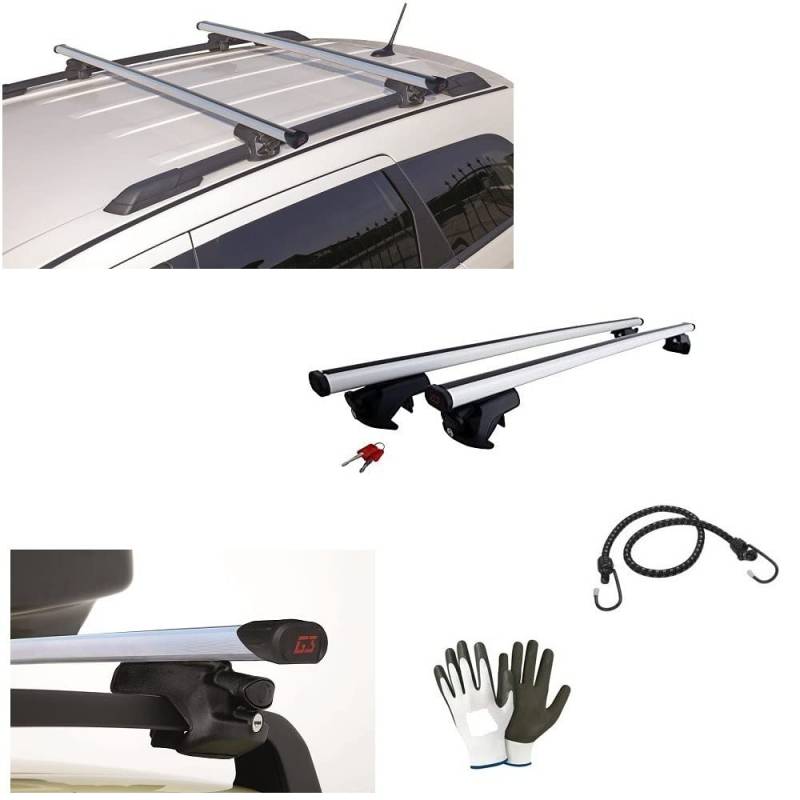 KOMPATIBEL MIT VOLVO XC90 (Rails) 5p 2011 DACHSTANGEN 110 CM FÜR OFFENE REALING VON DEM AUTODACH, ALUMINIUMSTANGE ZUGELASSEN 75 KG STARKE SICHERER CLIP-ANSCHLUSS von MOTO SPORT MONDO