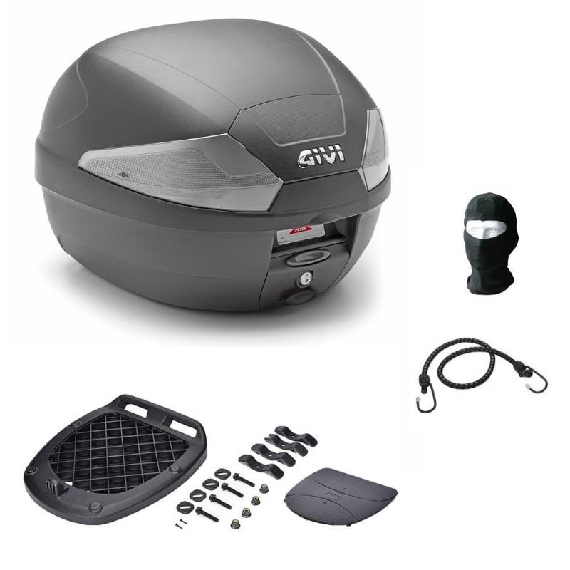 Kompatibel mit 1200N XL Sportster Night XL Topcase B29NT2 GIVI B29 TECH 29 Liter Topcase für Motorrad Scooter inkl. Platte und Universal-Set mit Heckträger von MOTO SPORT MONDO