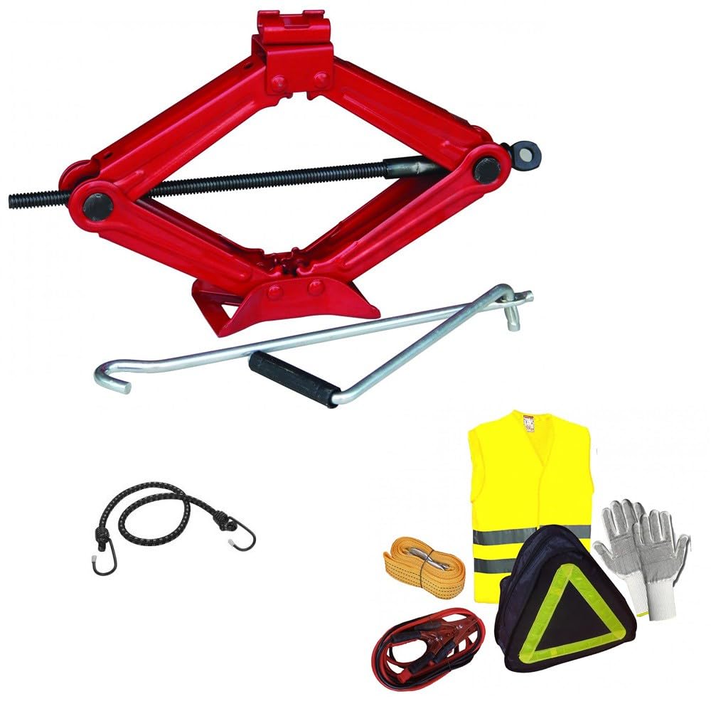 Kompatibel mit CUPRA SOS-SOS-Notfall-Set für Erste-Hilfe-Auto + Pantograph Wagenheber mit Stahlbasis und hohem Drehschlüssel bis zu 2 Tonnen von MOTO SPORT MONDO