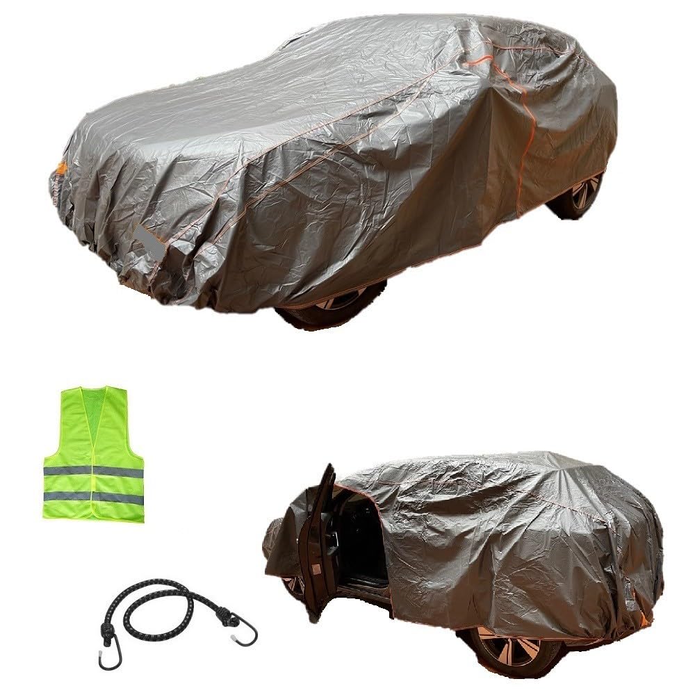 Kompatibel mit Renault Clio IV Grandtour Dal, 30,5 cm (12 Zoll), Größe M, Polar-Autoabdeckung, 250 g, PVC, wasserdichte Abdeckung, Hagelschutz, Sonnenschutz, seitlicher Reißverschluss von MOTO SPORT MONDO