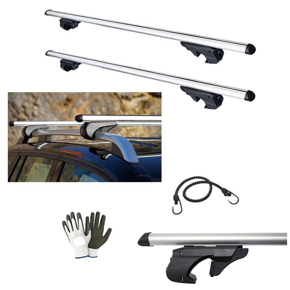 für Jeep Grand Cherokee 2006 DACHTRÄGER FÜR Auto 135 cm BAR FÜR PKW MIT RELING Nicht VOLLSTÄNDIG AUF DEM Dach BEFESTIGT AUS Aluminium GENEHMIGT von MOTO SPORT MONDO