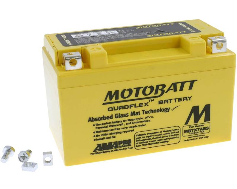 MOTOBATT Batterie 12 V 7 Ah (MBTX7ABS) [wartungsfrei & versiegelt] kompatibel für Honda VFR 400 R NC24 NC24 1987-1987 von MOTOBATT