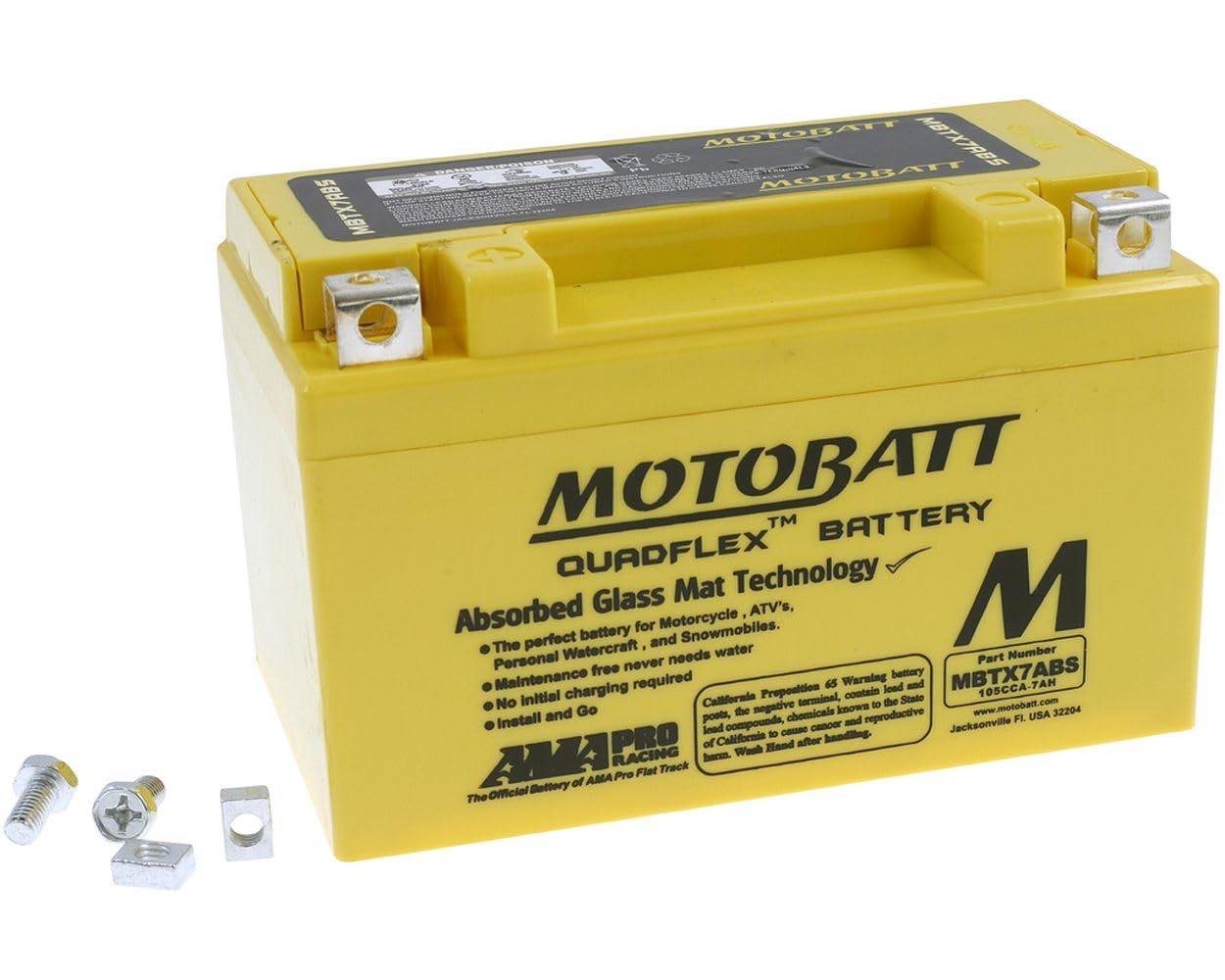 MOTOBATT Batterie 12 V 7 Ah (MBTX7ABS) [wartungsfrei & versiegelt] kompatibel für Suzuki AN 125 U CF42A 1997-1999 von MOTOBATT