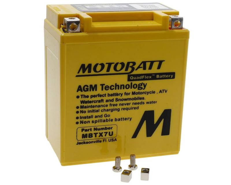 MOTOBATT Batterie 12 V 8 Ah (MBTX7U) [wartungsfrei & versiegelt] kompatibel für Honda CA 125 Rebel JC26 1997-2000 von MOTOBATT