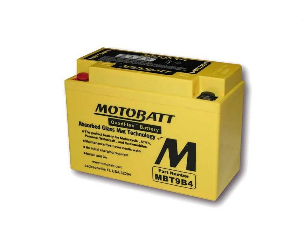 MOTOBATT Batterie 12 V 9 Ah (MBT9B4) [wartungsfrei & versiegelt] kompatibel mit Yamaha XP 500 A T-Max ABS SJ034 2005-2006 von MOTOBATT