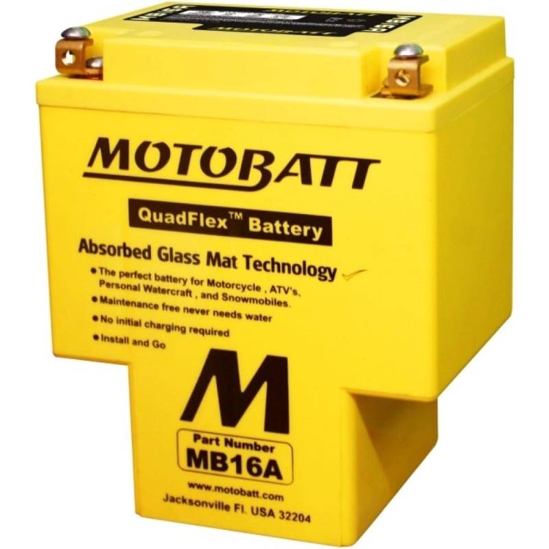 MotoBatt MB16A (12V 19 Amp) 200CCA Factory Activated QuadFlex AGM Battery von MOTOBATT