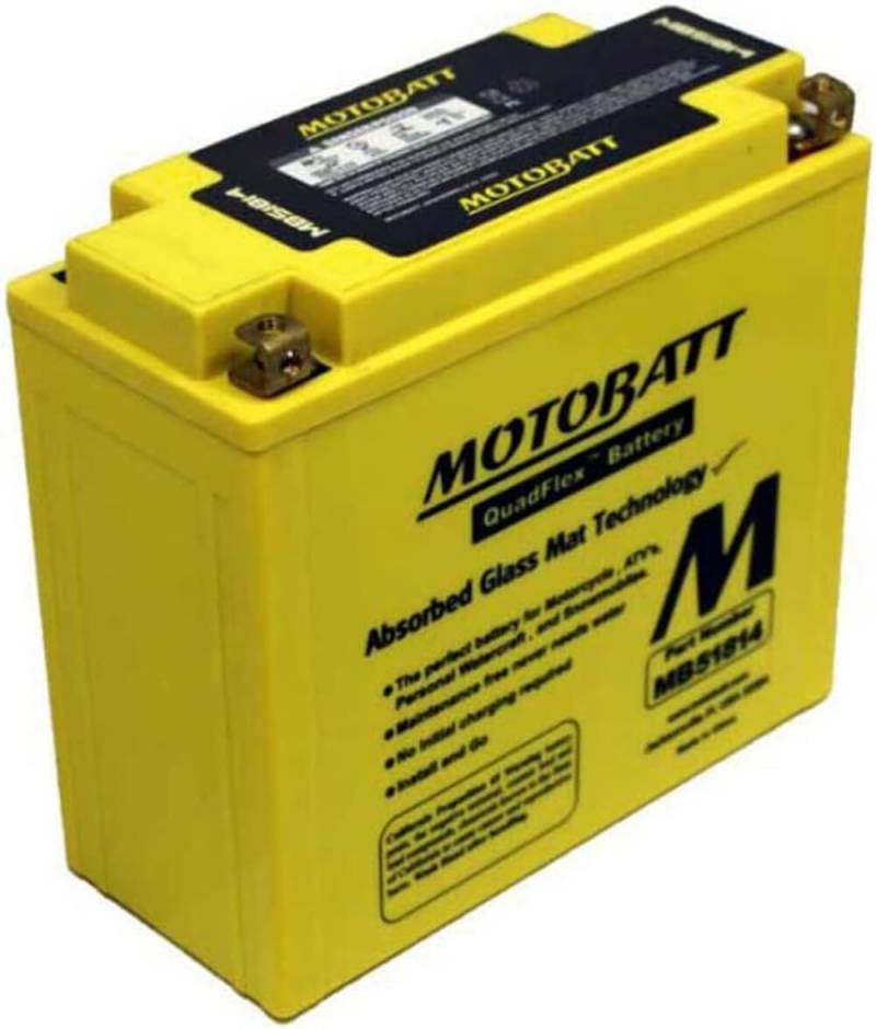 MotoBatt MB51814 (12V 22 Amp) 260CCA Factory Activated QuadFlex AGM Battery von MOTOBATT