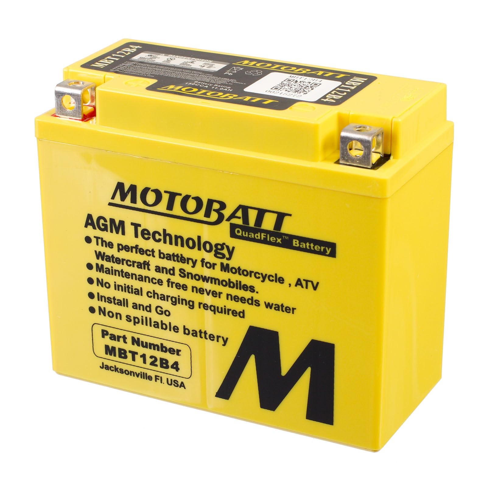 Motobatt Batterie MBT12B4 12V 11AH CCA:150A YT12BBS, YT12B4 L:150mm x H:130mm x W:70mm von MOTOBATT