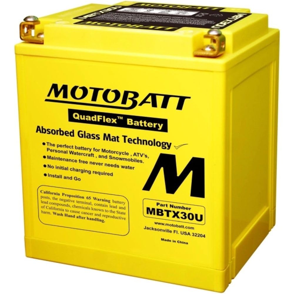 Motobatt Batterie MBTX30U 12V 32AH CCA: 385A YB30LB, 53030 L: 166mm x H: 175mm x B: 126mm von MOTOBATT