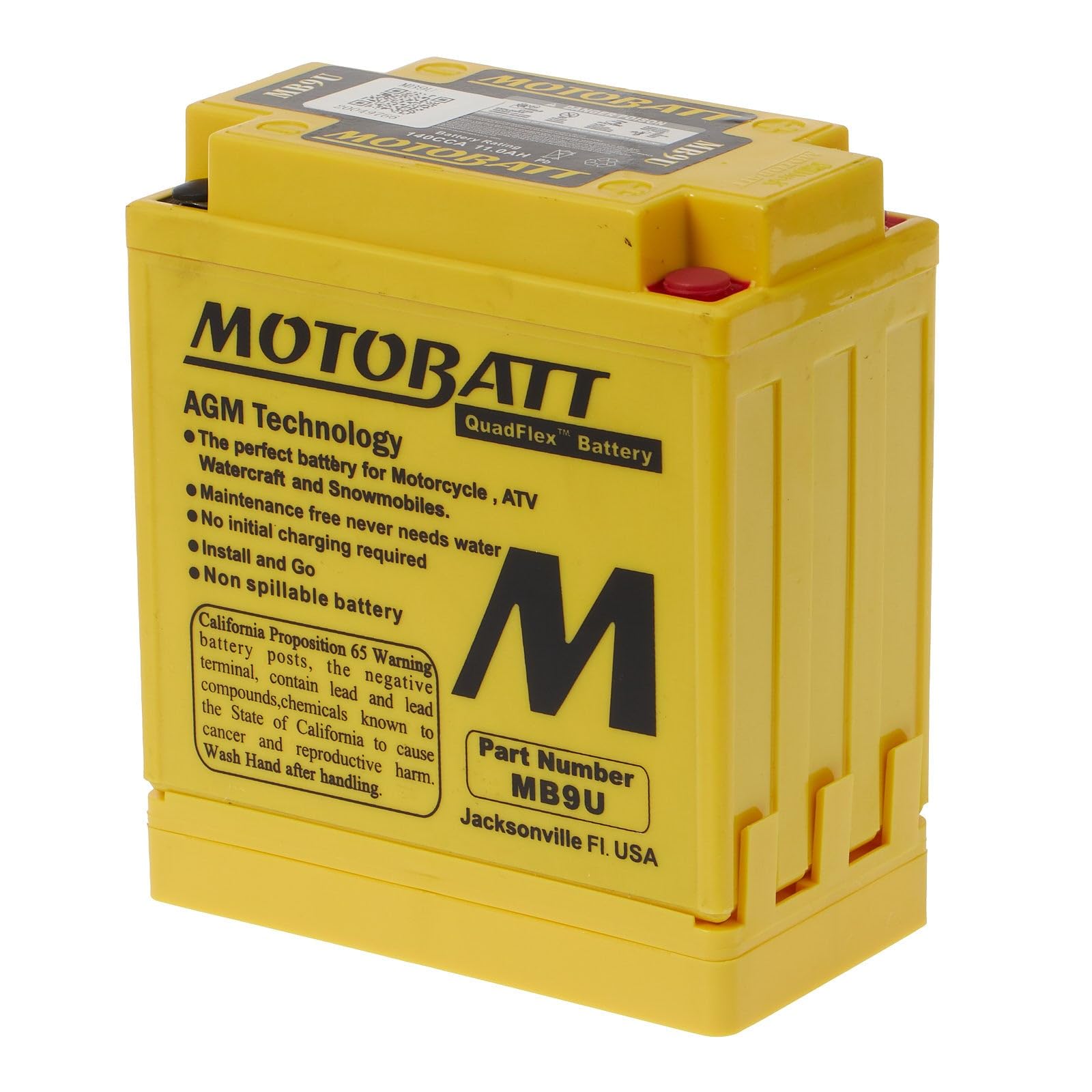 Motobatt Batterie MB9U 12V 11AH CCA:140A YB7A, YB9B, YB9LB L:136mm x H:133mm x W:76mm von MOTOBATT