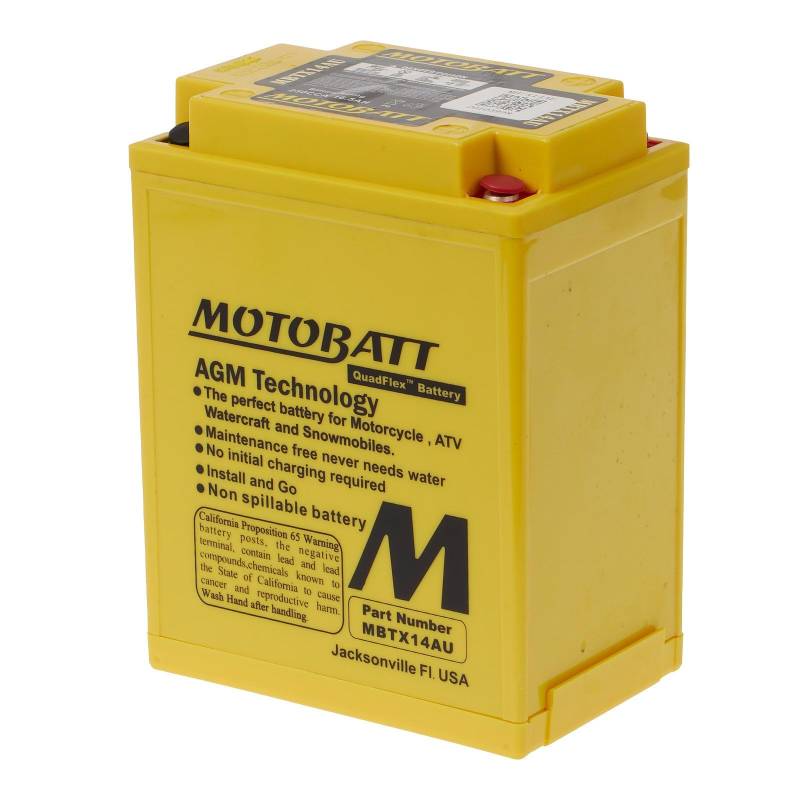 Motobatt Batterie MBTX14AU 12V 16AH CCA:210A YTX14AHLBS, YB14LA2 L:135mm x H:168mm x W:90mm von MOTOBATT