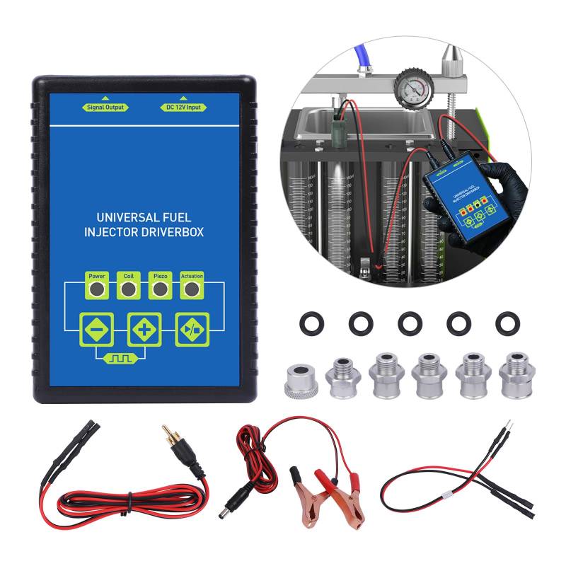 MOTOCOCHE 12V Auto Einspritzdüsen Tester Reiniger Kfz Einspritzdüsen Prüfgerät für Einspritzdüsen-Reinigungsmaschine, 5 Impulsmodi 1-20HZ, 6 Adaptern, Für Benzin Kraftstoff Dieselkraftstoff von MOTOCOCHE