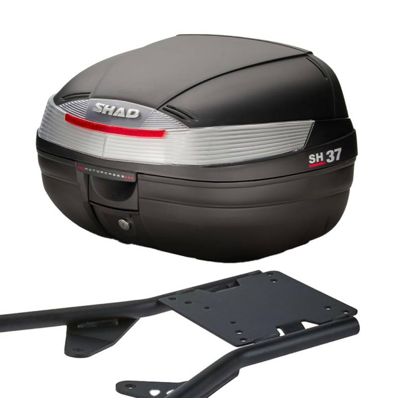 MOTOMENT Bundle Topcase inklusive Gepäckträger Komplettset Shad 37 Liter passend für Honda SH 125i Mode CBS 125 JF51A 2014-2016 von MOTOMENT