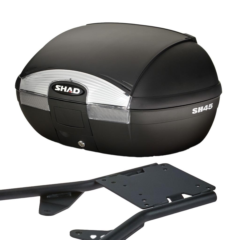 MOTOMENT Bundle Topcase inklusive Gepäckträger Komplettset Shad 45 Liter passend für Suzuki GSR 750 C5 2011-2012 von MOTOMENT