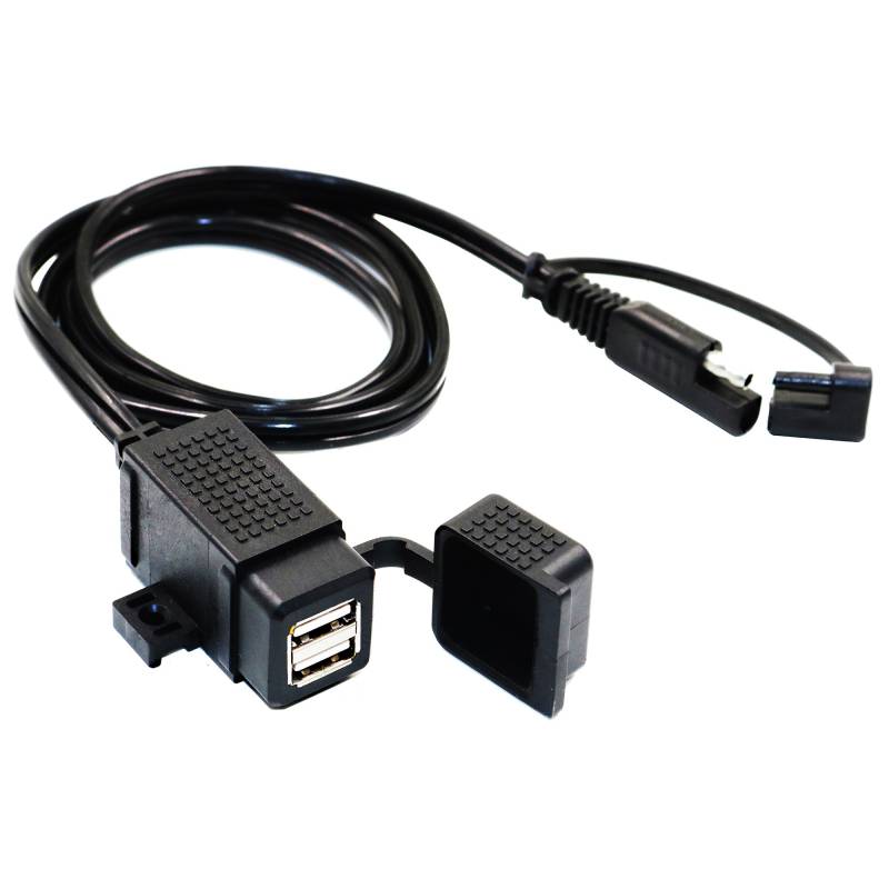 MOTOPOWER MP0609C 3.1Amp Wasserdichtes Motorrad Dual USB Ladegerät Kit SAE zu USB Adapter Kabel Telefon Tablet GPS Ladegerät von MOTOPOWER