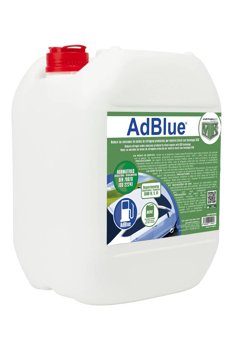 Motorkit Adblue 10l MTK additive Abgasbehandlung auf Harnstoffbasis. Kappe mit Ausguss. von MOTORKIT