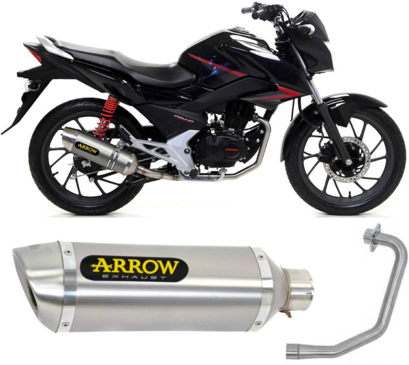 arrow 51517ao+51017mi, schalldämpfer mit krummer, vollständiges system kein kat thunder aluminium, endkappe edelstahl, kompatibel mit motorrad honda cb 125 f 2017 2018 2019 2020 mototopgun von MOTOTOPGUN