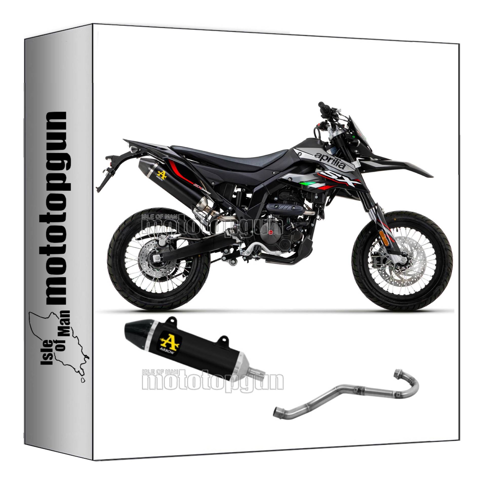 arrow 52510AKN + 52002PD komplettanlage kein kat thunder aluminium schwarz endkappe carby kompatibel mit aprilia rx - sx 125 2021 2022 2023 mototopgun von MOTOTOPGUN