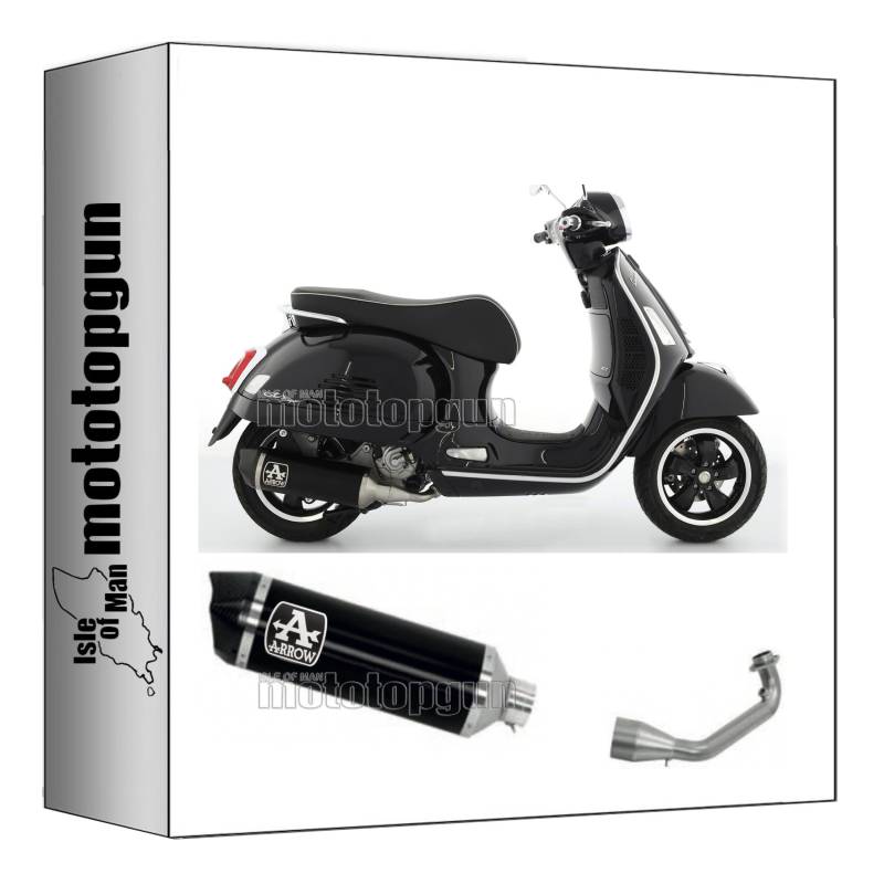 arrow 53536AKN + 53083MI komplettanlage kein kat race-tech aluminium schwarz endkappe carby kompatibel mit piaggio vespa gts 300 2021 2022 mototopgun von MOTOTOPGUN