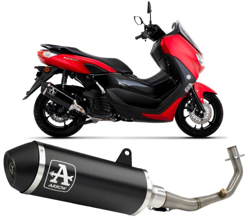 arrow 53545ann, schalldämpfer mit krummer, vollständiges system kein kat urban aluminium schwarz, endkappe edelstahl schwarz, kompatibel mit motorrad yamaha nmax n-max 125 2023 mototopgun von MOTOTOPGUN