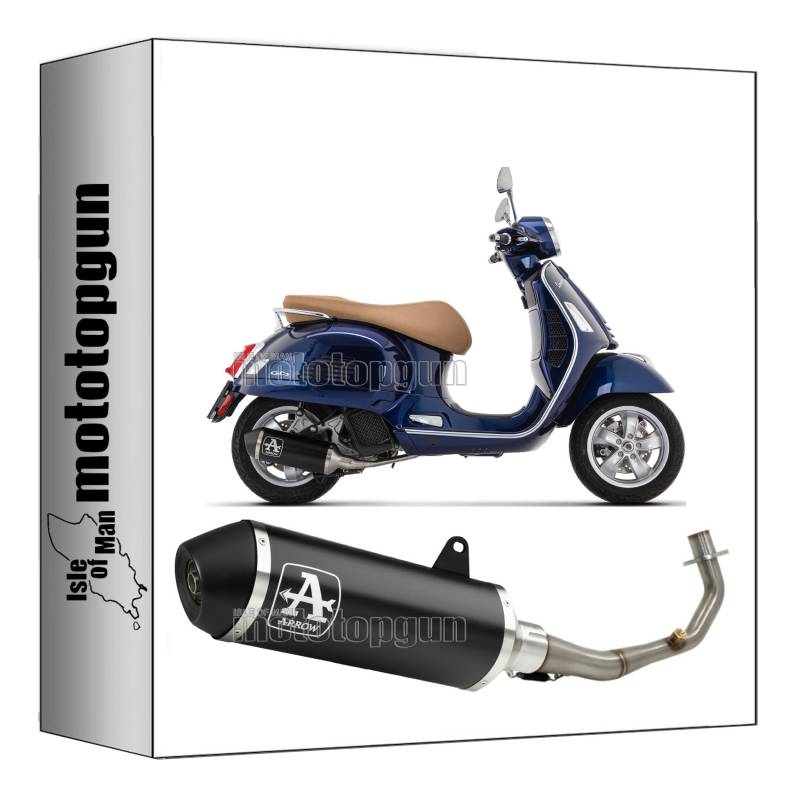 arrow 53550ANN + 11031KZ komplettanlage zugelassen kat urban aluminium schwarz endkappe edelstahl schwarz kompatibel mit piaggio vespa gts 125 ie 2021 2022 2023 mototopgun von MOTOTOPGUN