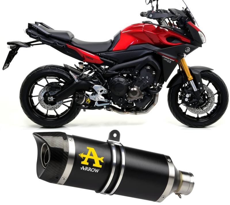 arrow 71812akn, schalldämpfer zugelassen thunder aluminium schwarz, endkappe carbon, kompatibel mit motorrad yamaha tracer 900 gt 2018 2019 2020 mototopgun von MOTOTOPGUN