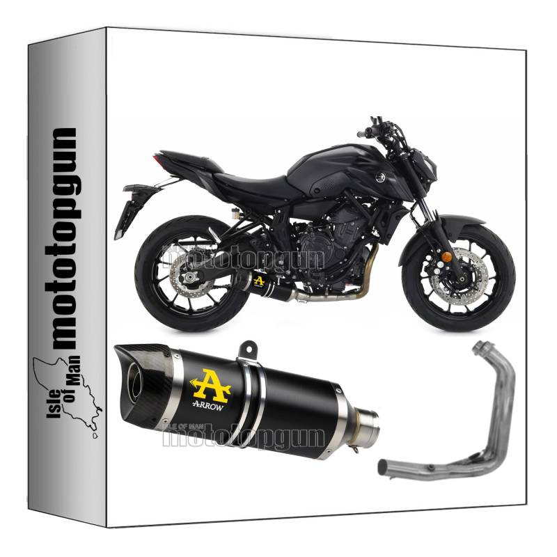 arrow 71930AKN + 71758KZ komplettanlage + krummer zugelassen kat thunder aluminium schwarz endkappe carby kompatibel mit yamaha mt07 mt-07 2024 mototopgun von MOTOTOPGUN