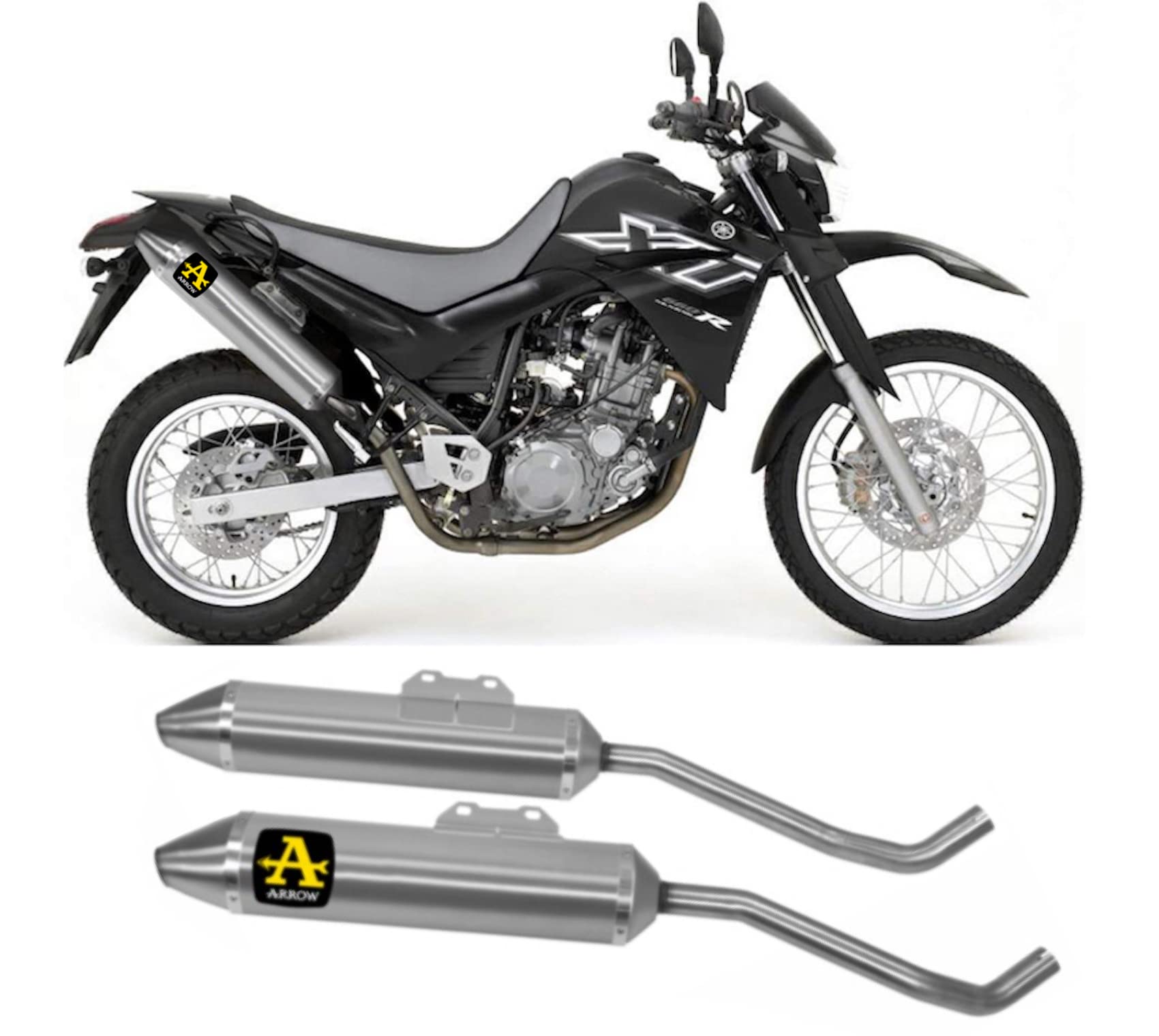 arrow 72603ao, schalldämpfer zugelassen doppel schalldämpfer thunder aluminium, endkappe edelstahl, kompatibel mit motorrad yamaha xt 660 x 2004 2005 2006 2007 2008 2009 2010 2011 2012 mototopgun von MOTOTOPGUN