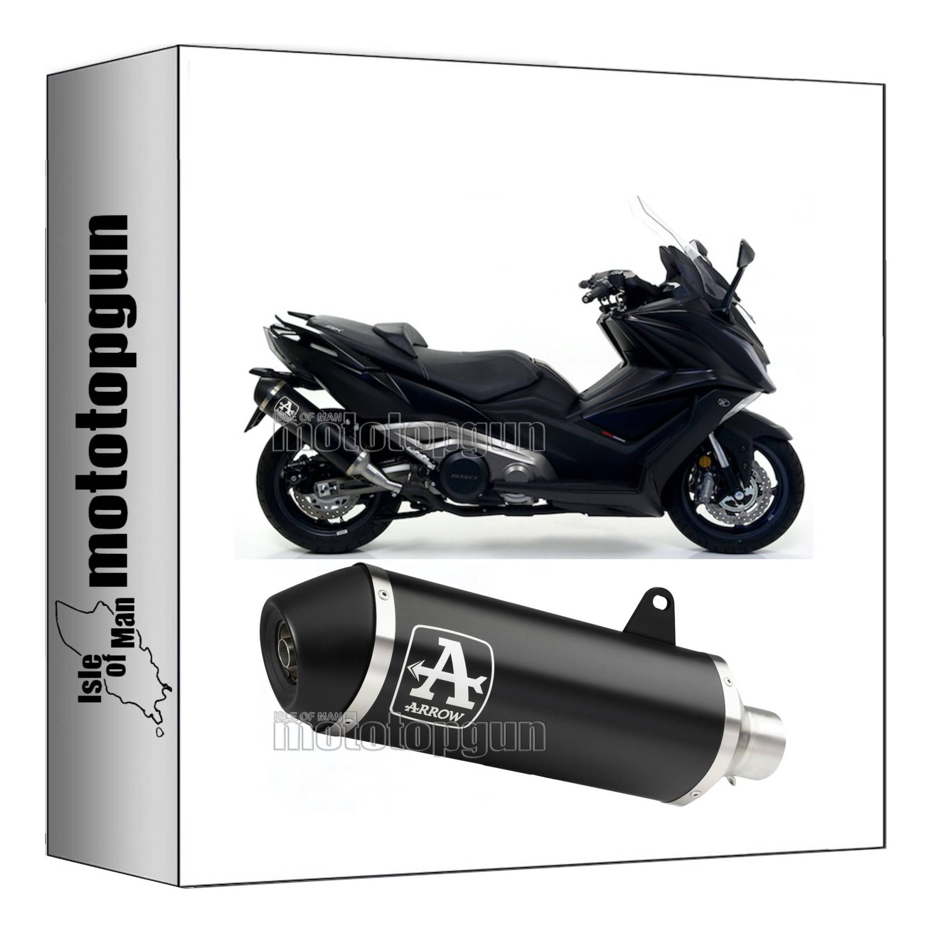 auspuff kein kat arrow urban aus aluminium schwarz mit endkappe aus edelstahl schwarz kompatibel mit kymco ak 550 2017 2018 2019 2020 mototopgun 73513ann + 73014mi von MOTOTOPGUN