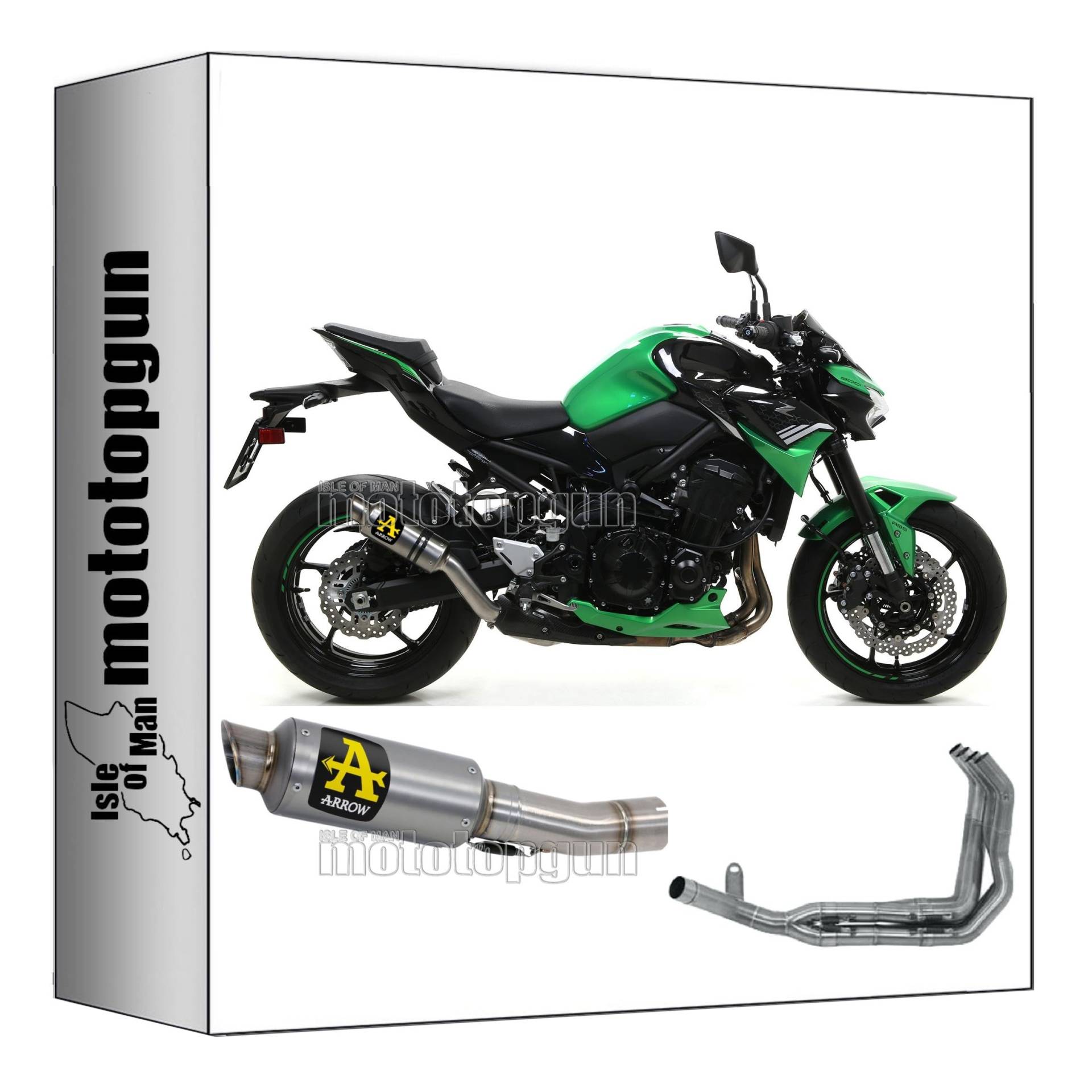 komplettanlage kein kat arrow gp2 gp-2 aus titan mit endkappe aus titan kompatibel mit kawasaki z900 z-900 2020 2021 2022 2023 mototopgun 71556gp + 71727mi von MOTOTOPGUN