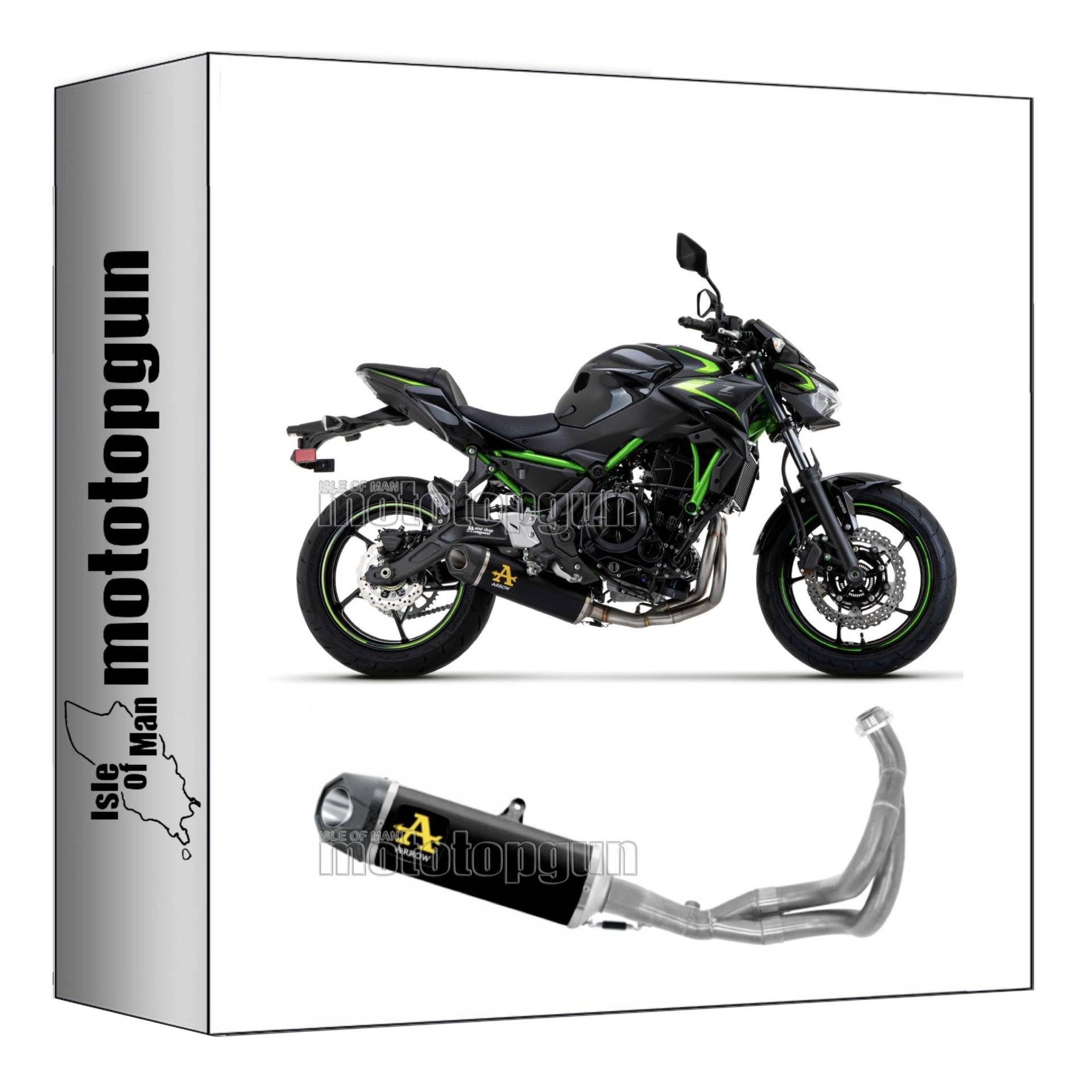 komplettanlage kein kat arrow indy-race aus aluminium schwarz mit endkappe aus carby kompatibel mit kawasaki z650 z-650 2021 2022 2023 mototopgun 71937aknw von MOTOTOPGUN