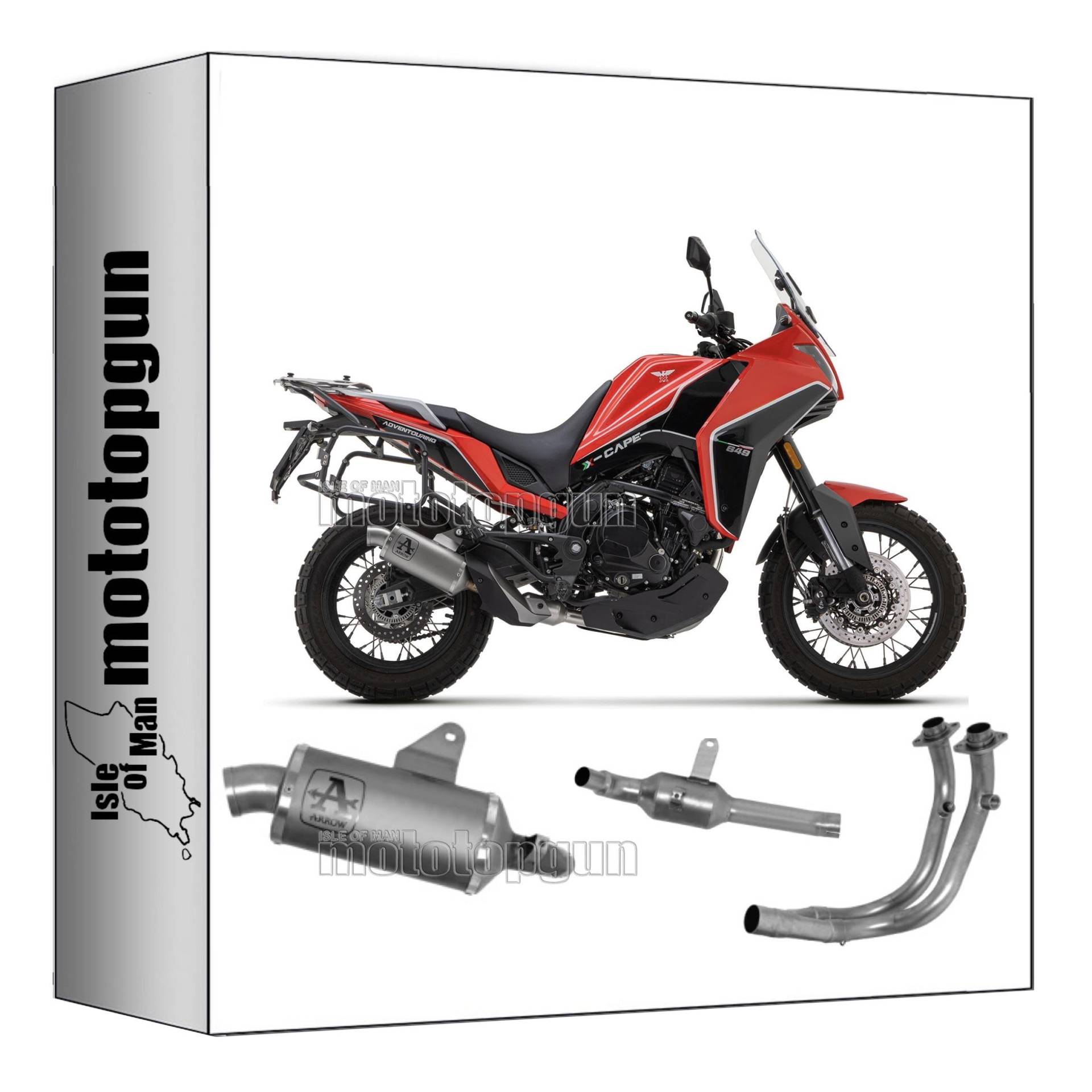 komplettanlage kein kat arrow indy-race aus titan mit endkappe aus edelstahl kompatibel mit moto morini x-cape 650 2022 2023 mototopgun 72640po + 71778mi + 71779mi von MOTOTOPGUN