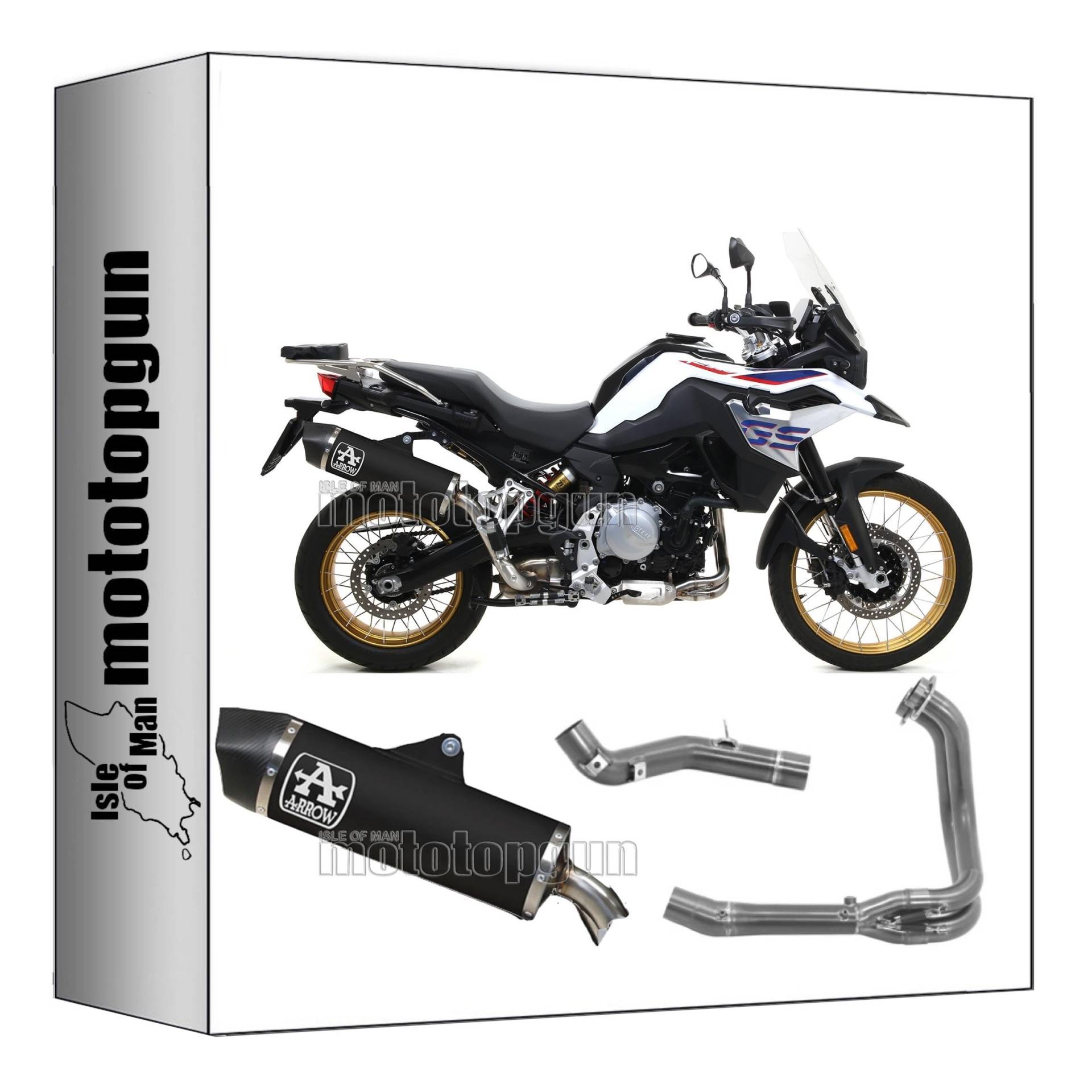 komplettanlage kein kat arrow maxi race-tech aus aluminium schwarz mit endkappe aus carby kompatibel mit bmw f850 f-850 gs 2018 2019 2020 mototopgun 72629akn + 71742mi + 71743mi von MOTOTOPGUN