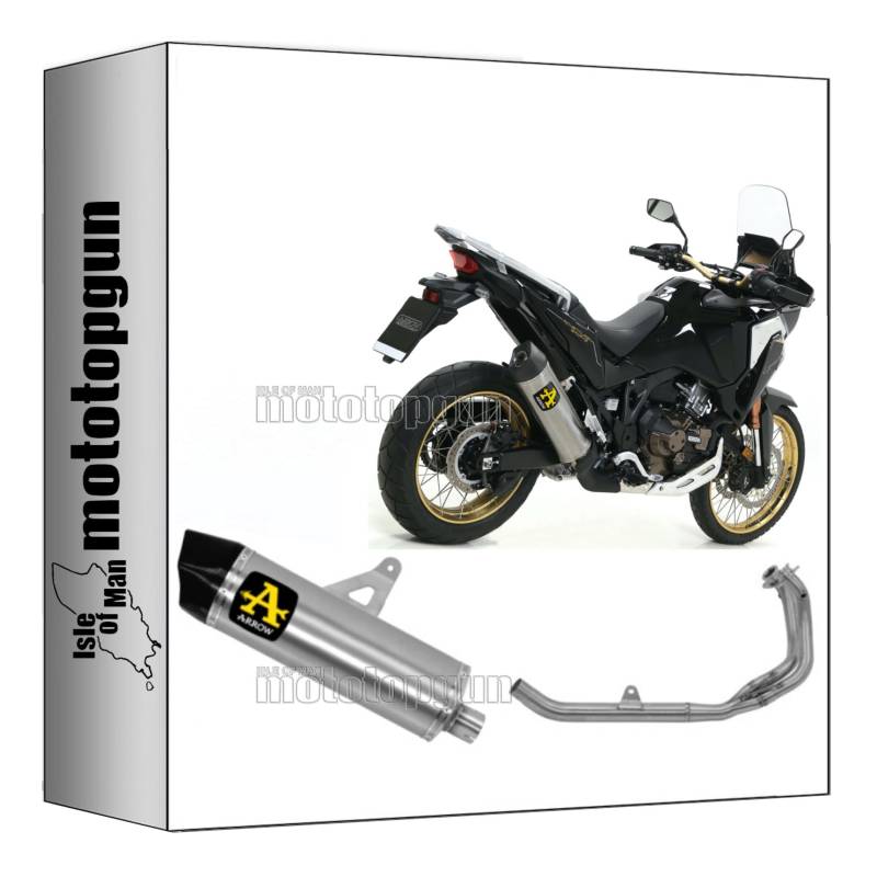 komplettanlage kein kat arrow maxi race-tech aus titan mit endkappe aus carby kompatibel mit honda africa twin 1100 2020 2021 2022 2023 mototopgun 72625pk + 72166pd von MOTOTOPGUN