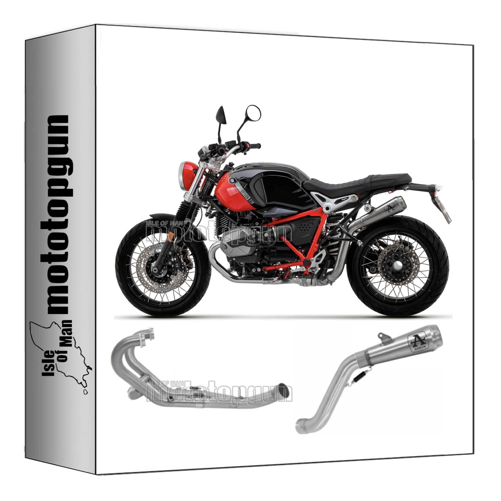 komplettanlage kein kat arrow pro-race aus nichrom mit endkappe aus edelstahl kompatibel mit bmw r nine t scrambler 2021 2022 2023 mototopgun 71940pri + 71761mi von MOTOTOPGUN