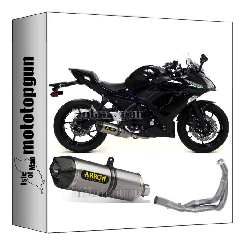 komplettanlage kein kat arrow race-tech aus aluminium mit endkappe aus carby kompatibel mit kawasaki ninja 650 2017 2018 2019 2020 mototopgun 71854ak + 71659mi von MOTOTOPGUN