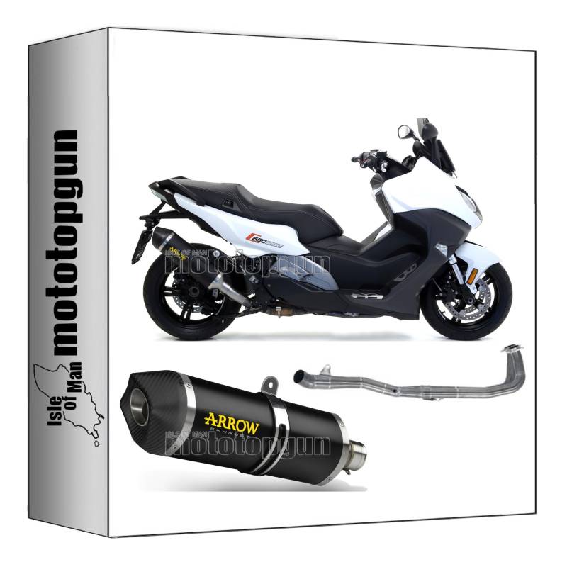 komplettanlage kein kat arrow race-tech aus aluminium schwarz mit endkappe aus carby kompatibel mit bmw c650 c 650 sport 2016 2017 2018 2019 2020 mototopgun 73512akn + 73009mi + 73010mi von MOTOTOPGUN