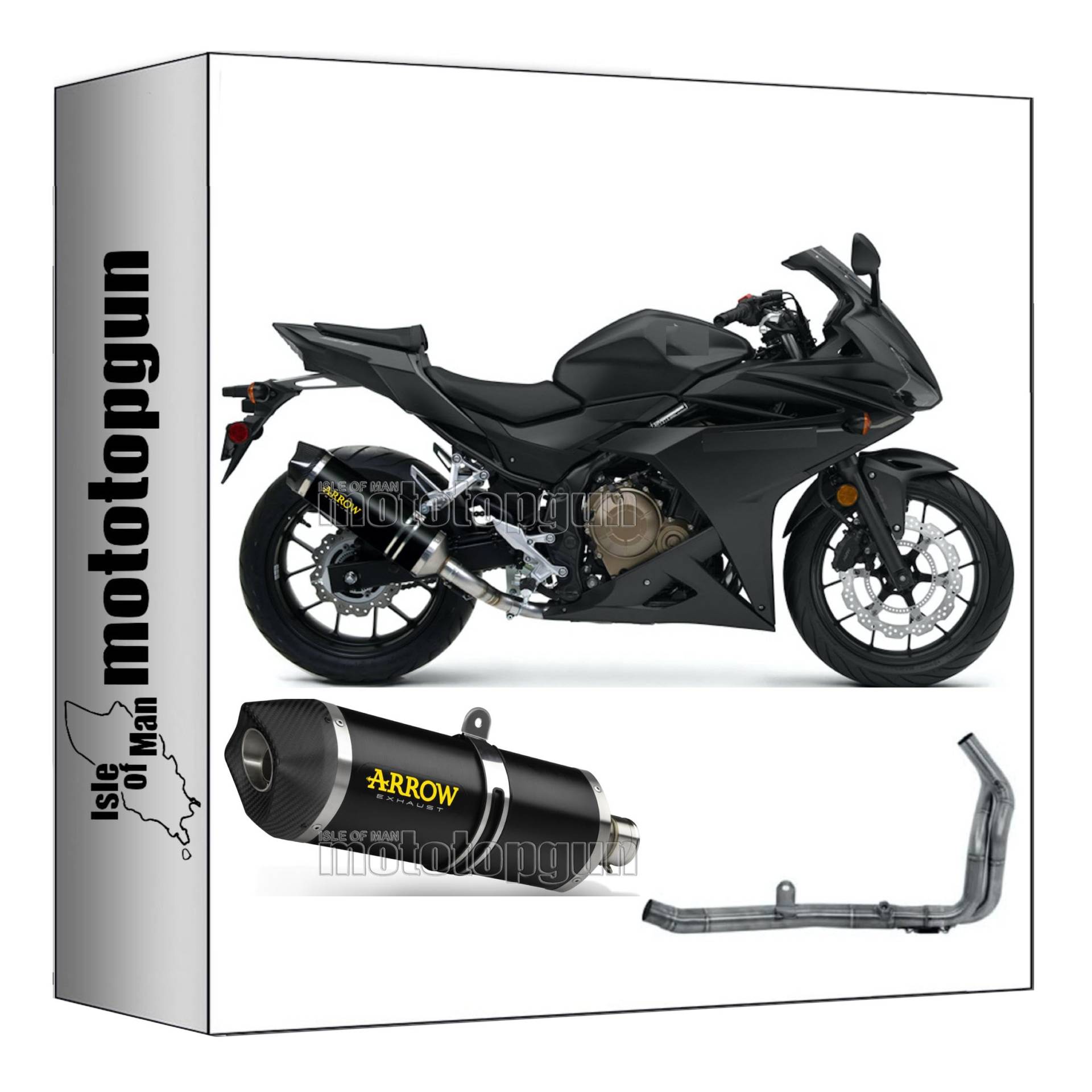 komplettanlage kein kat arrow race-tech aus aluminium schwarz mit endkappe aus carby kompatibel mit honda cbr 500 r 2016 2017 2018 mototopgun 71804akn + 71640mi + 71641mi von MOTOTOPGUN