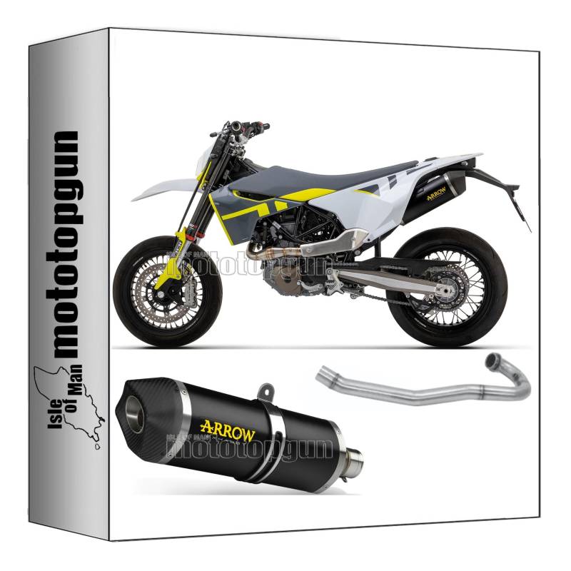 komplettanlage kein kat arrow race-tech aus aluminium schwarz mit endkappe aus carby kompatibel mit husqvarna 701 enduro 2021 2022 2023 mototopgun 72623akn + 72175pd + 72176pd von MOTOTOPGUN