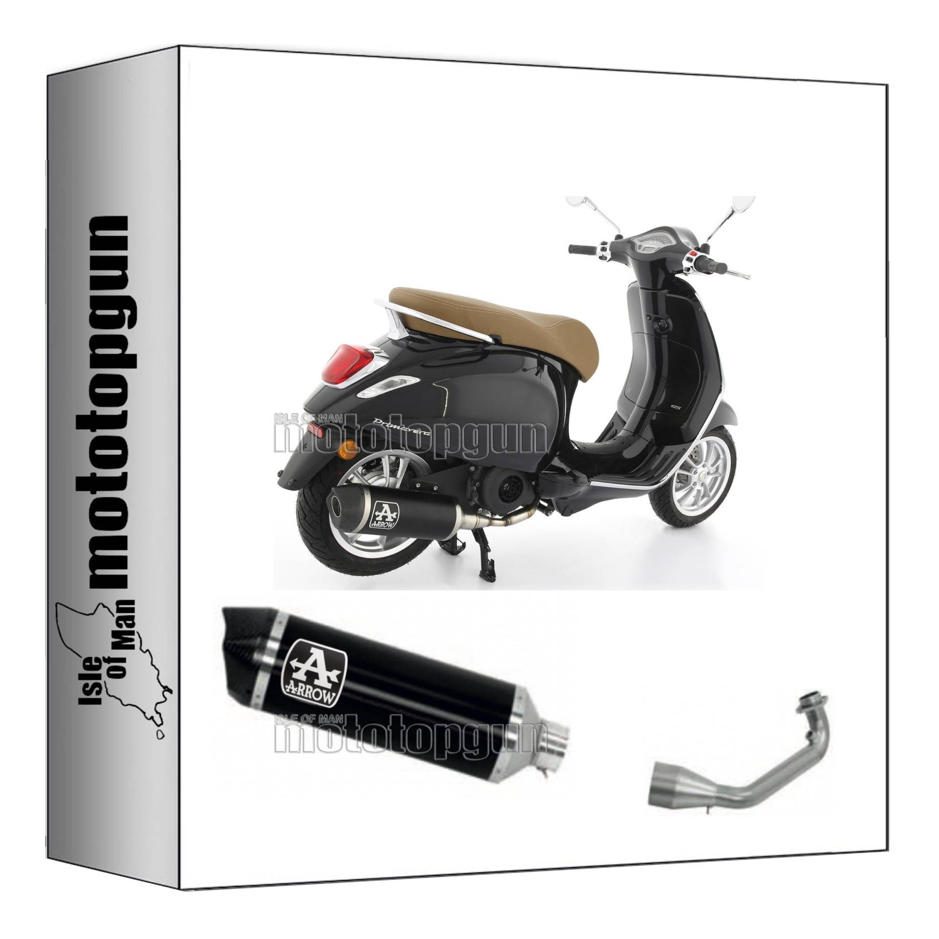 komplettanlage kein kat arrow race-tech aus aluminium schwarz mit endkappe aus carby kompatibel mit piaggio vespa primavera 125 3v 2021 2022 2023 mototopgun 53537akn + 53084mi von MOTOTOPGUN